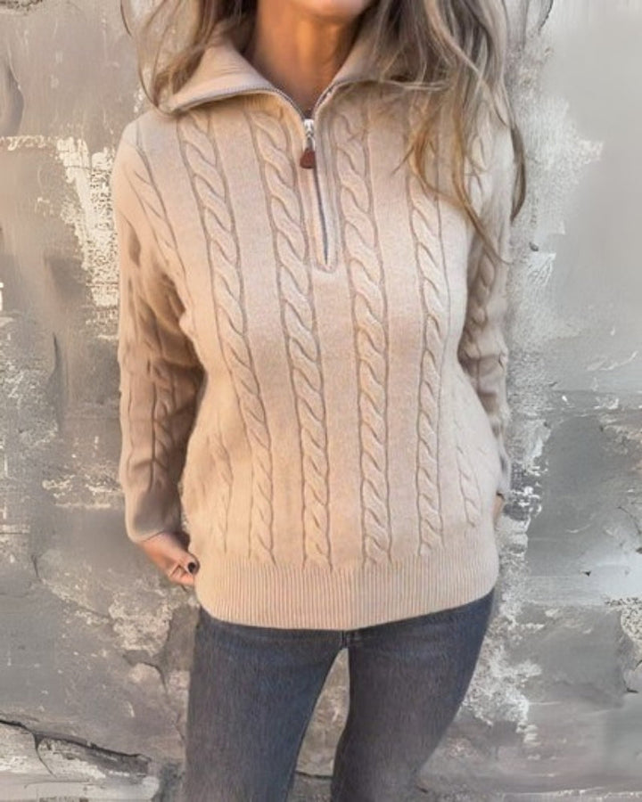 Rosalia | Premium Freizeit-Half-Zip-Pullover für Damen mit Stehkragen