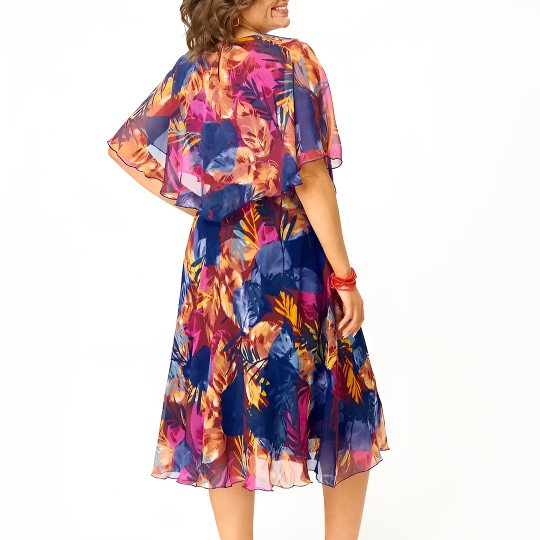 Claire | Plus Size Sommerkleid für Damen mit Rundhalsausschnitt und kurzen Ärmeln