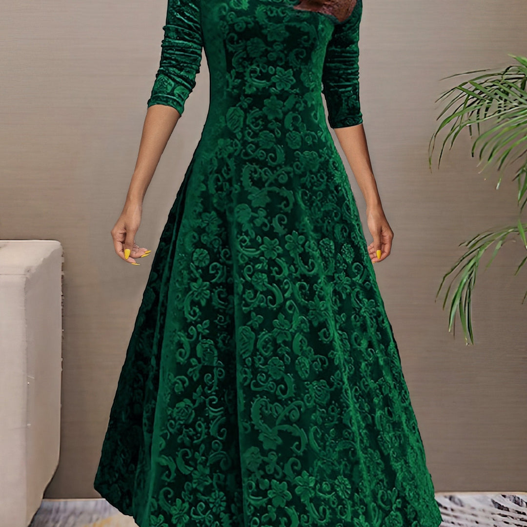 Nancy | s Feiertagskleid für Damen mit Blumenmuster und V-Ausschnitt