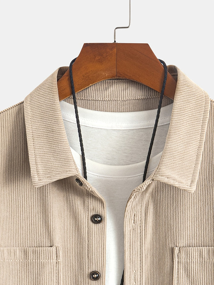 Lukas | Herren Langarm-Overshirt mit Knöpfen und Taschen