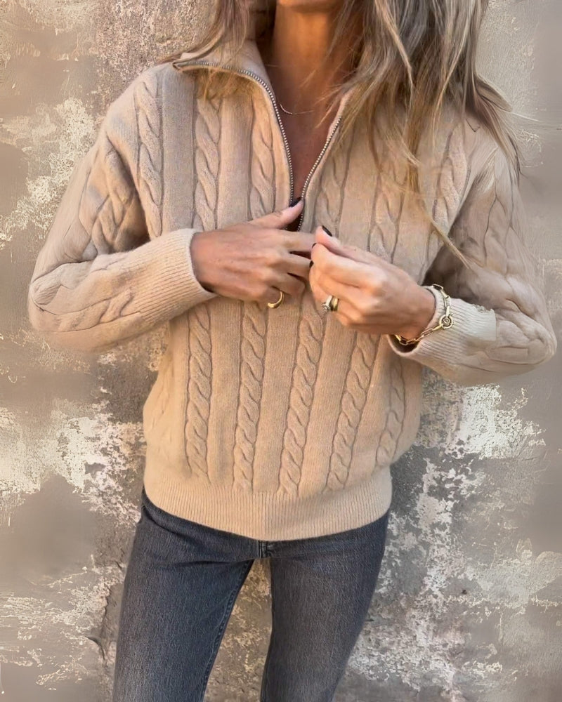 Rosalia | Premium Freizeit-Half-Zip-Pullover für Damen mit Stehkragen