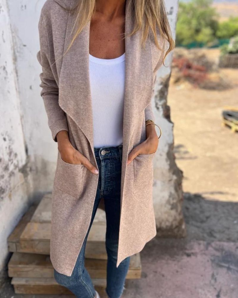 Eigona | Lässige Revers-Cardigan-Jacke für Damen mit langen Ärmeln