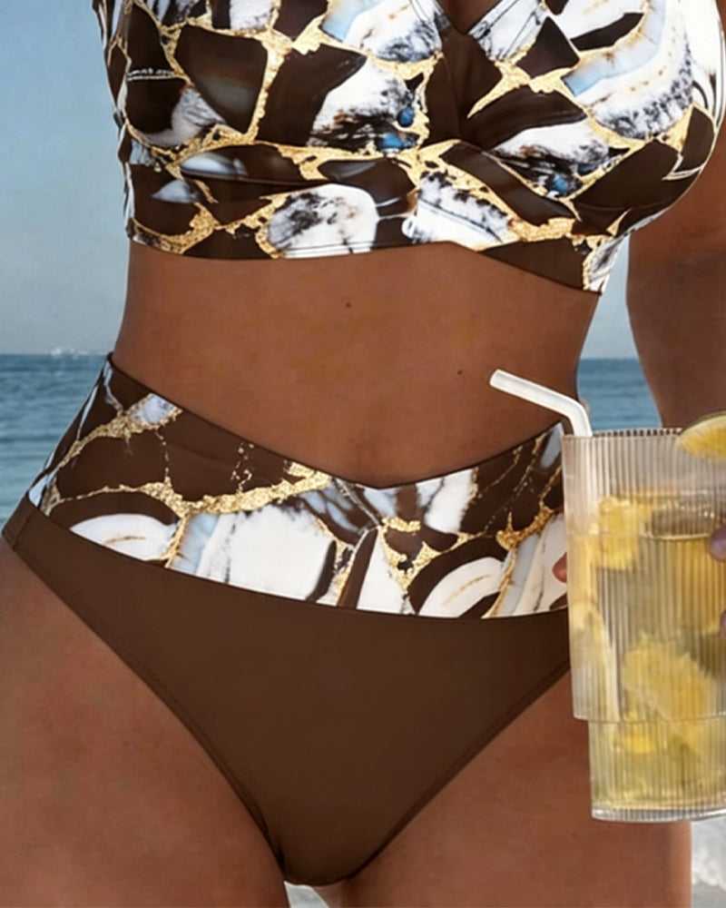 Luna | Damen V-Ausschnitt Strap Bikini mit Bindung
