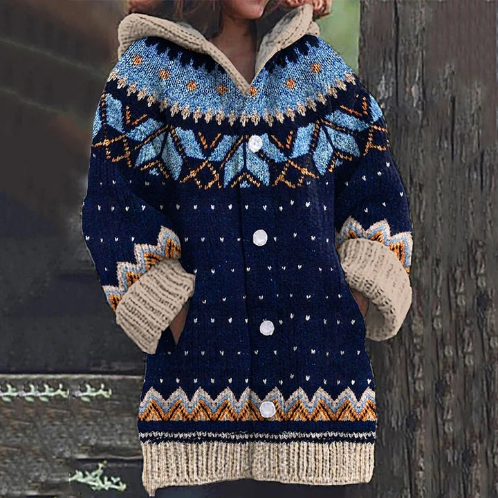Ella | Strickjacke aus e für Damen mit Rundhalsausschnitt und langen Ärmeln