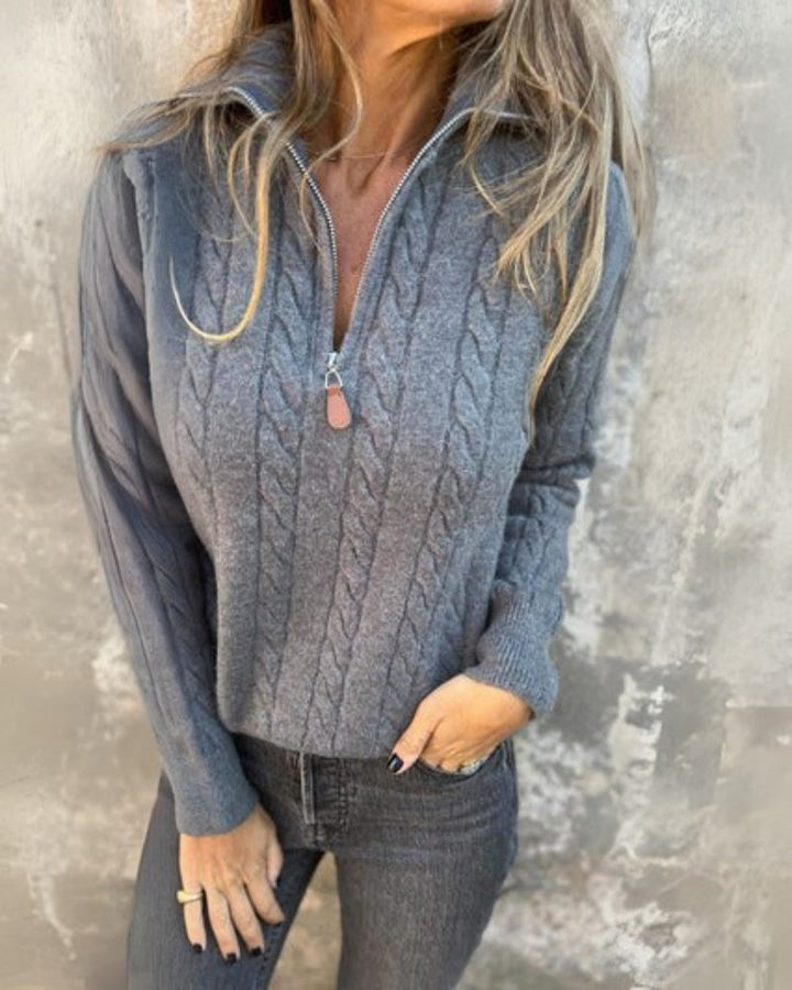 Rosalia | Premium Freizeit-Half-Zip-Pullover für Damen mit Stehkragen