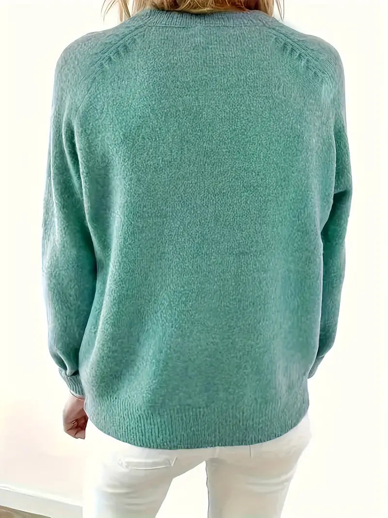 Caroline | Solider Pullover für Damen mit Halber Knopfleiste