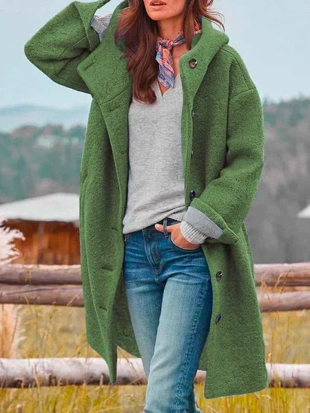Melina | Damen Mantel Langarm Casual Plüsch Jacke mit Kapuze