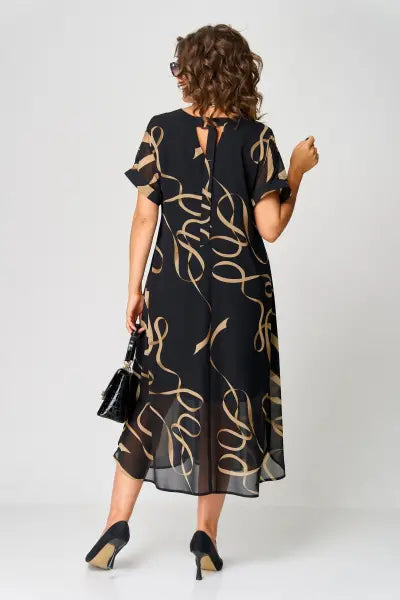 Hanna | Elegantes Midikleid für Damen mit V-Ausschnitt und kurzen Ärmeln