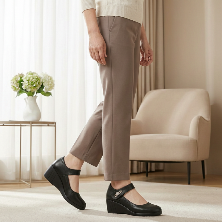 Anna | Damen Keilabsatz Mary-Jane-Schuhe