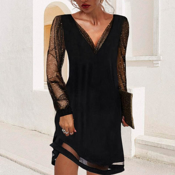 Greta | Elegantes Winterkleid für Damen mit V-Ausschnitt und langen Ärmeln