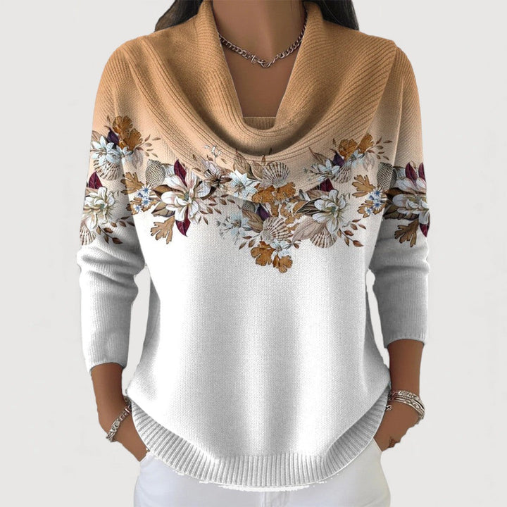 ALORA | Pullover für Damen mit floralem Muster und Cowl-Neck