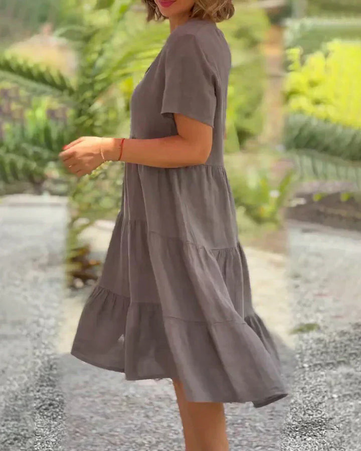 Zoey | Lässiges Sommer V-Ausschnitt Kleid mit langen Ärmeln