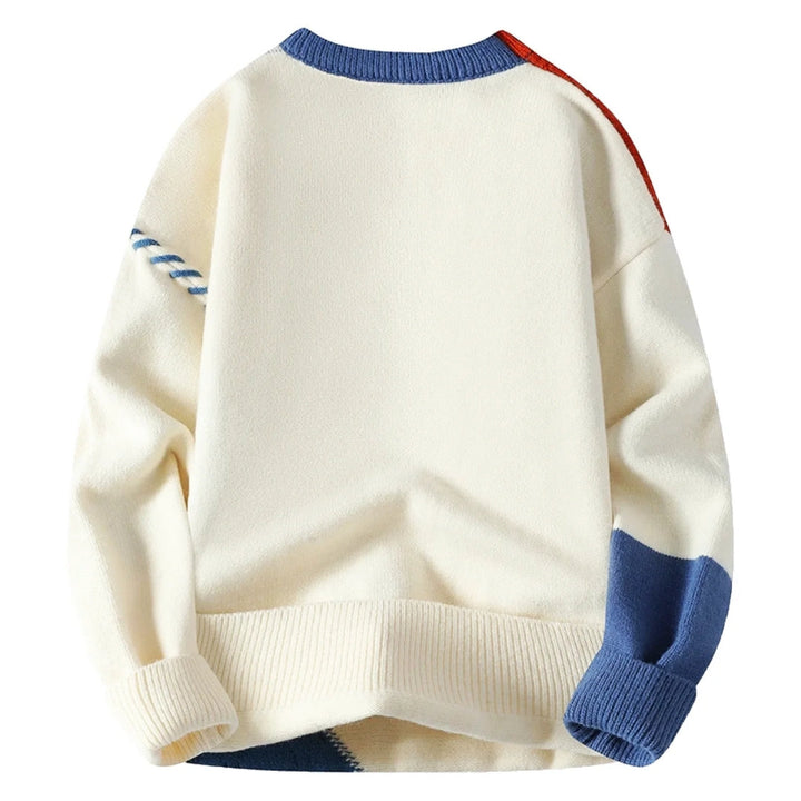 Francesca | Gemütlicher Patchwork Pullover für Herren mit Rundhalsausschnitt