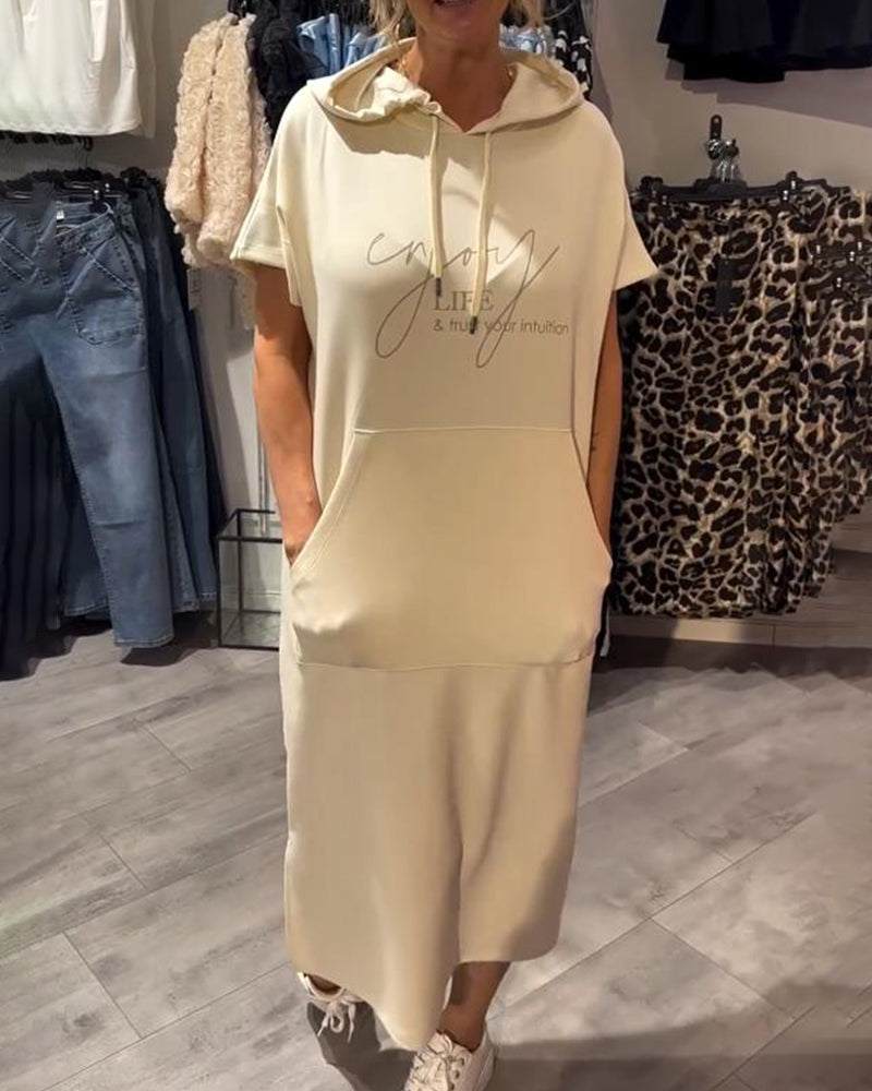 Bridget | Lässiges Hoodie-Midikleid für Damen mit Leoparden-Print und Kapuze