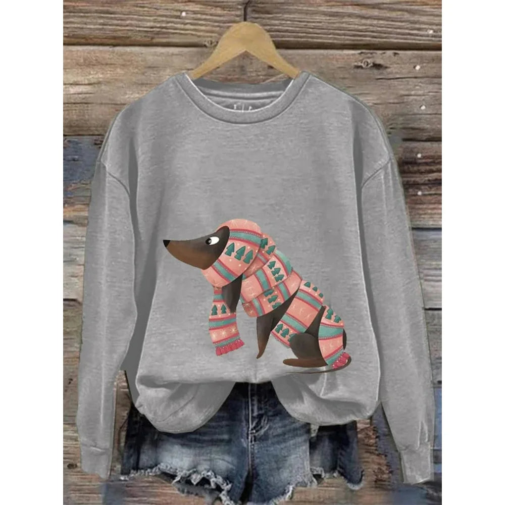 Damen Sweatshirt mit langen Ärmeln und Rundhalsausschnitt