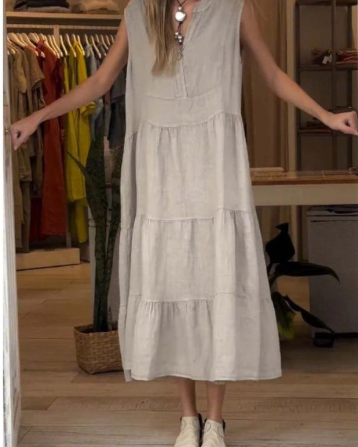 Aromea | Ärmelloses Midikleid für Damen mit V-Ausschnitt