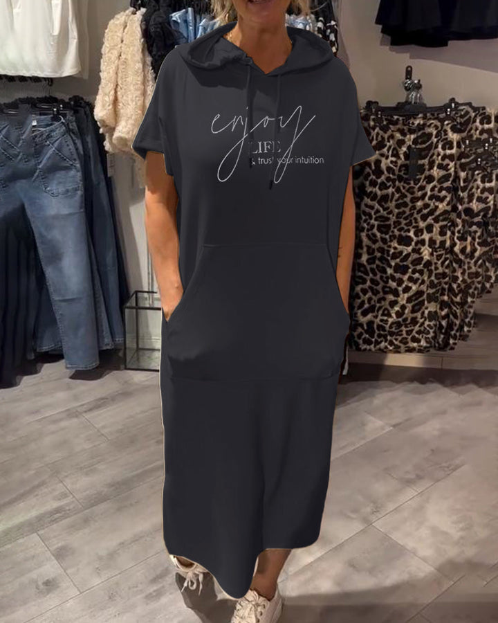 Bridget | Lässiges Hoodie-Midikleid für Damen mit Leoparden-Print und Kapuze