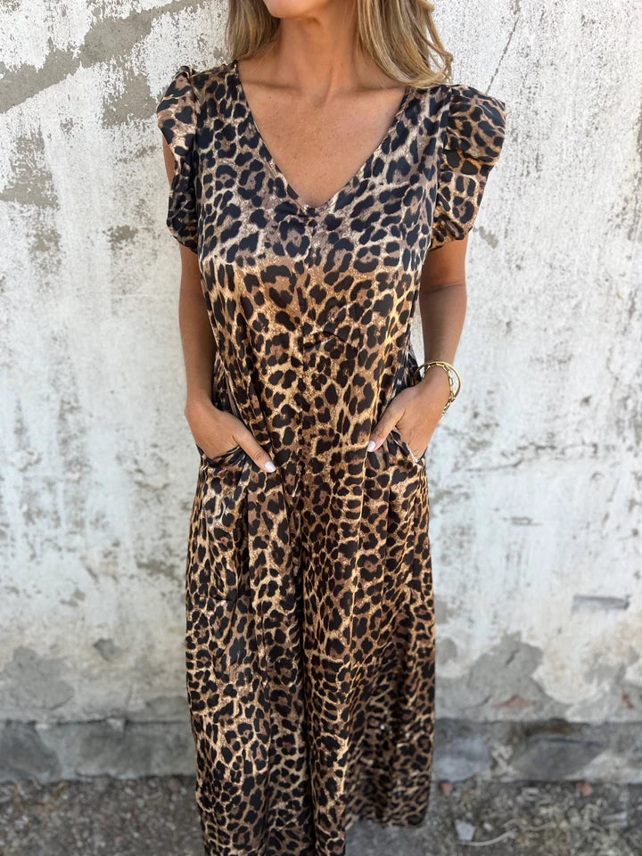 Zayla | Schicker Leoparden-Jumpsuit für Damen mit Rundhalsausschnitt