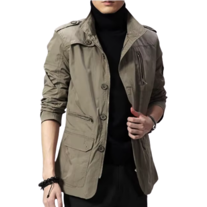 Elegante winddichte Jacke für Herren mit langen Ärmeln