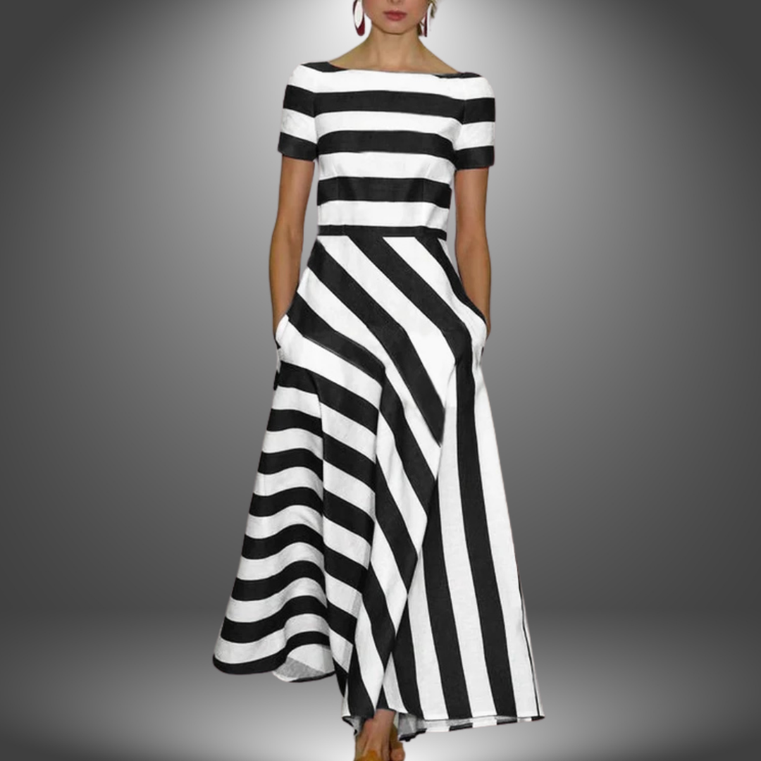 Natalia | Langgestreiftes Maxikleid, Handgemacht für Damen