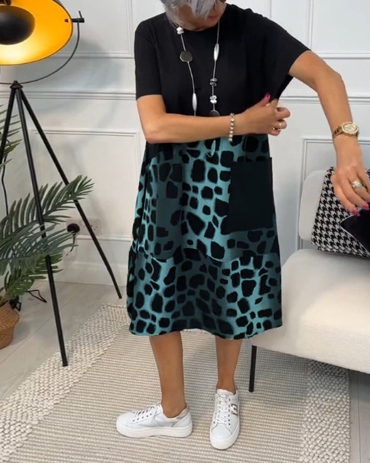 Sherlene | Leopardprint Kleid für Damen mit Rundhalsausschnitt und kurzen Ärmeln