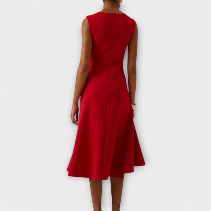 Juliette | Elegantes Drapiertes Asymmetrisches Midi-Kleid für Damen