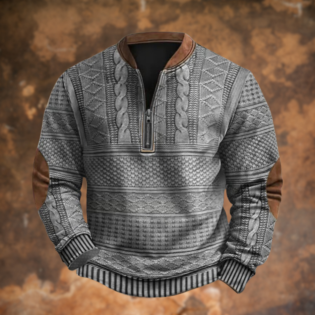 Ford | Texturierter Halb-Zip Pullover für Herren mit Stehkragen und langen Ärmeln