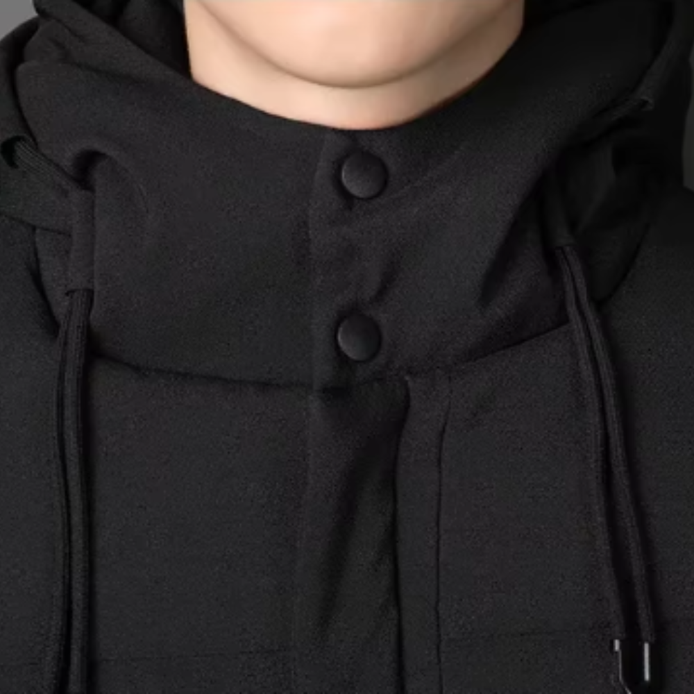 Elegante Lange Herrenjacke für Herren mit Kapuze und langen Ärmeln