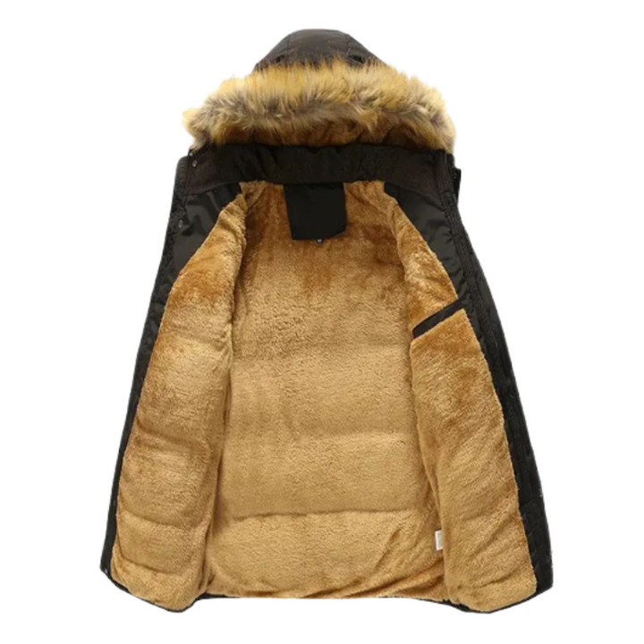 Elegante Gepolsterte Winterjacke für Herren mit Kapuze und langen Ärmeln