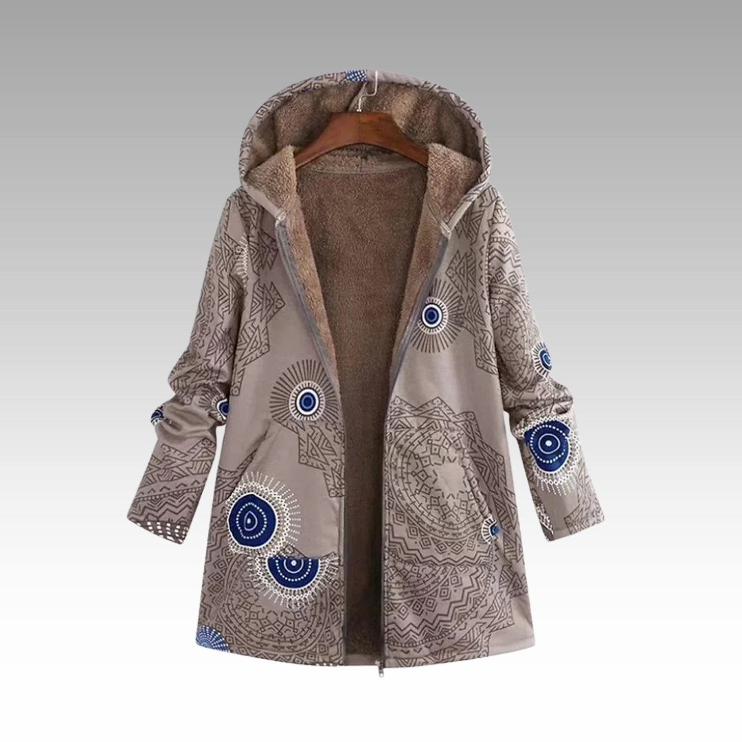 Cozeva | Boho-inspirierte Winterjacke für Damen mit Kapuze und langen Ärmeln