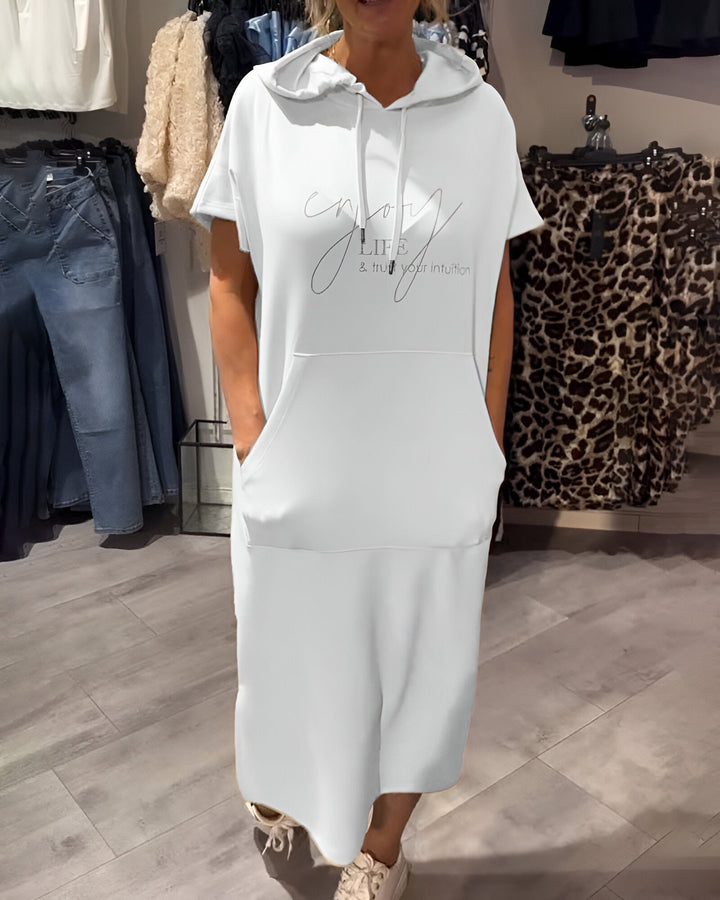Bridget | Lässiges Hoodie-Midikleid für Damen mit Leoparden-Print und Kapuze