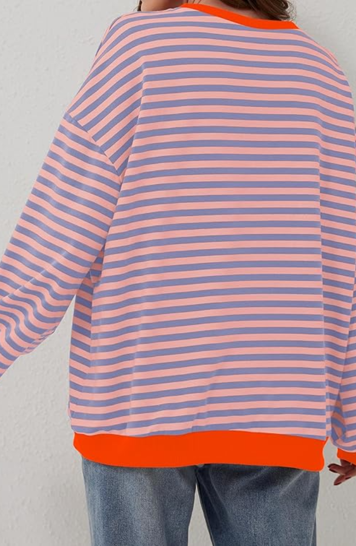 Amelia | Gestreifter Pullover in Übergröße für Damen mit Rundhalsausschnitt