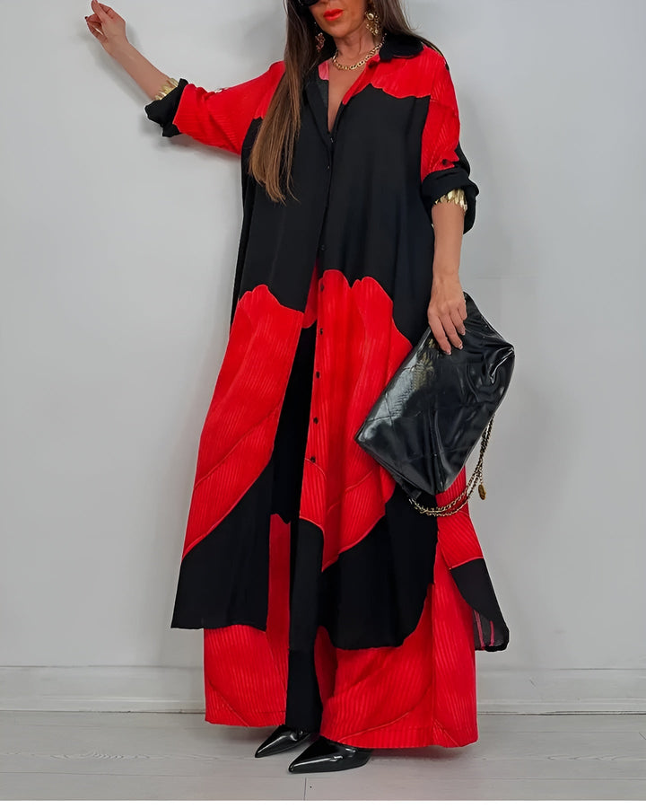 Moriel | Elegantes Set für Damen mit V-Ausschnitt und langen Ärmeln