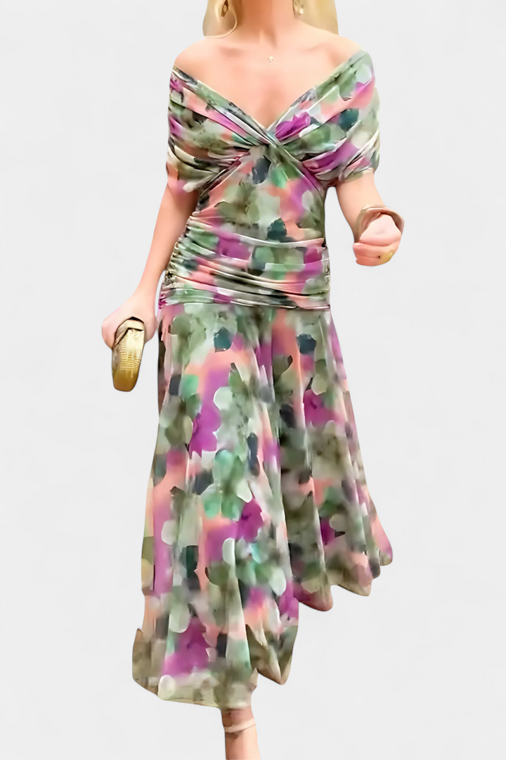 Alondra | V-Ausschnitt Langes Floral-Maxikleid für Damen
