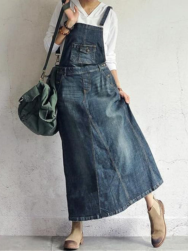 Demi | Lässiges Denim Overall Kleid für Damen mit Rundhalsausschnitt