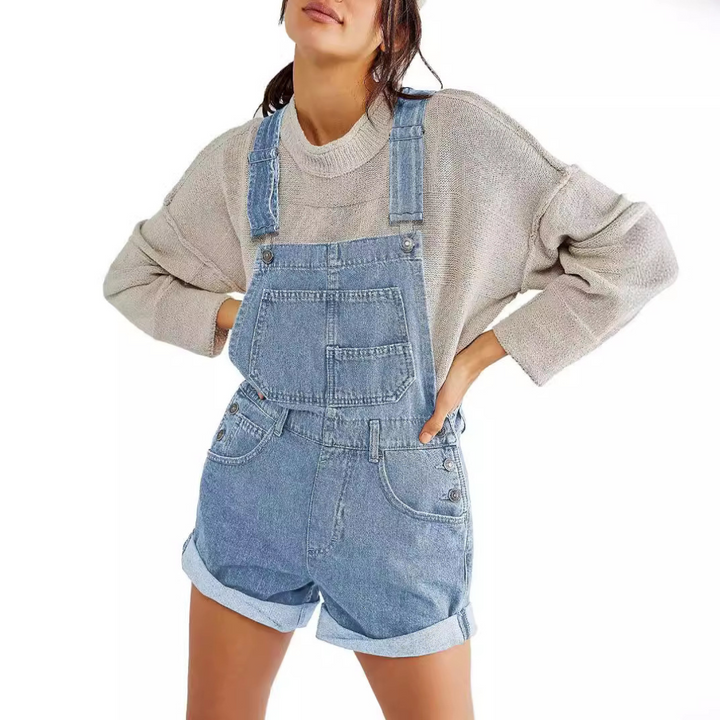 Remita | Vintage Verstellbare Denim Latzshorts