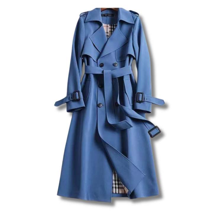 Valentina | Klassischer Trenchcoat für Damen mit langen Ärmeln und Karomuster