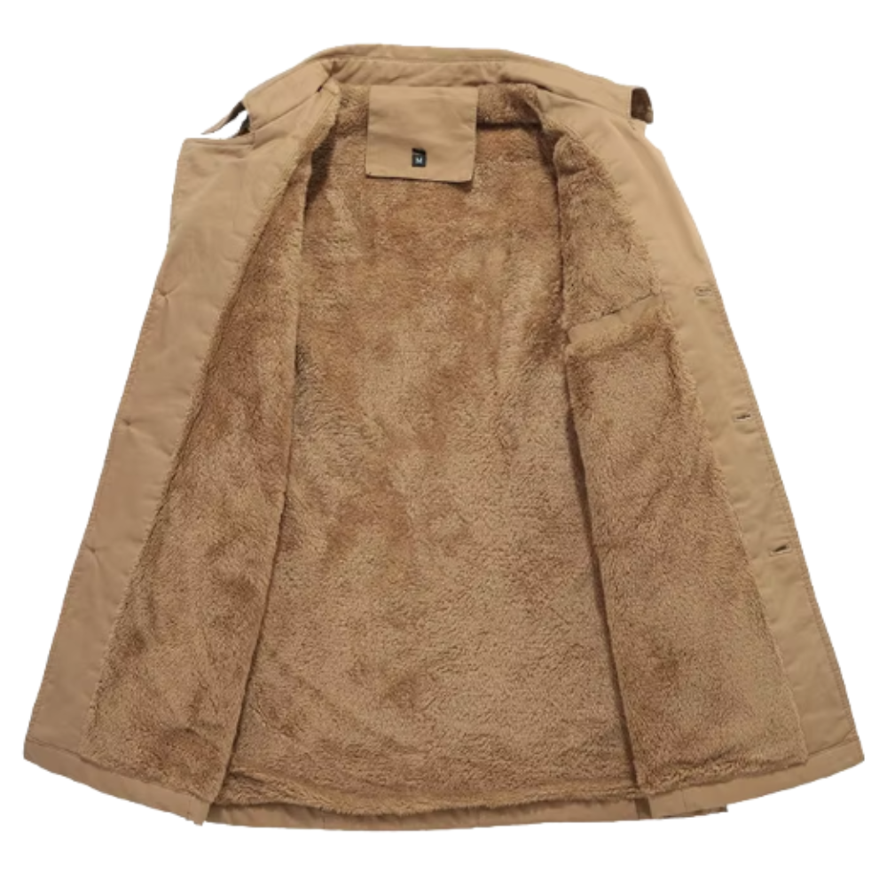 Eleganter Gepolsterter Trenchcoat für Herren mit langen Ärmeln