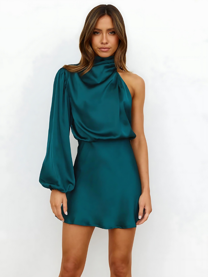 Eline | Schulterkleid für Damen mit asymmetrischem Ausschnitt und langen Ärmeln