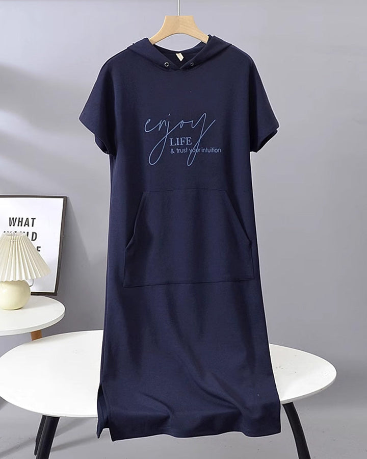 Bridget | Lässiges Hoodie-Midikleid für Damen mit Leoparden-Print und Kapuze