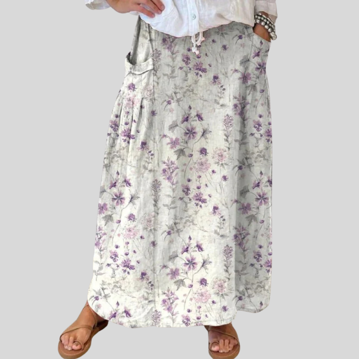 Damen Vintage Blumen Kunst Elastischer Bund Taschenrock