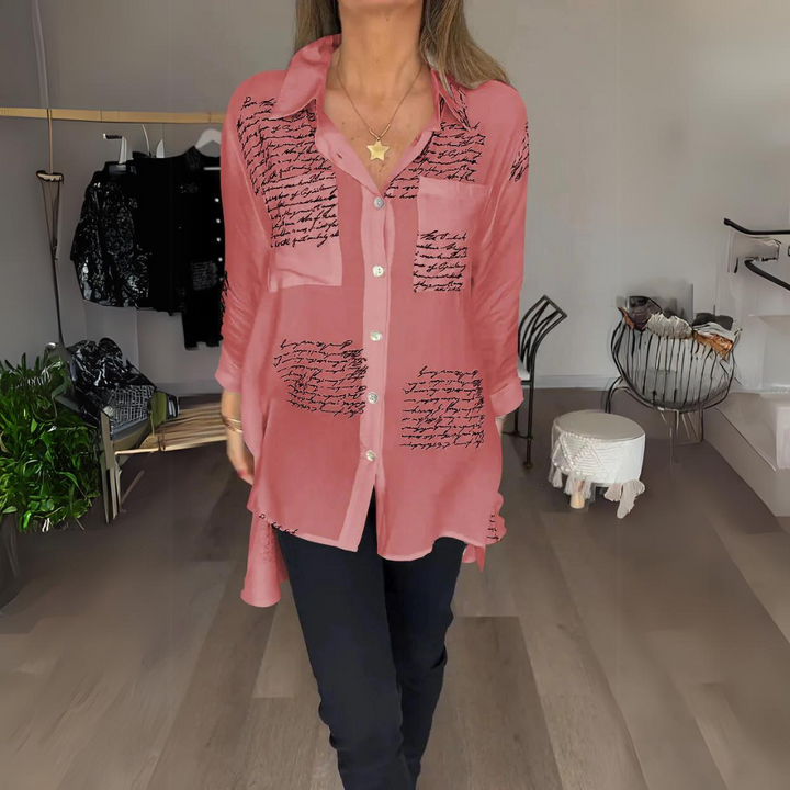 Celesta | Handgeschriebenes Button-Up Hemd mit langen Ärmeln