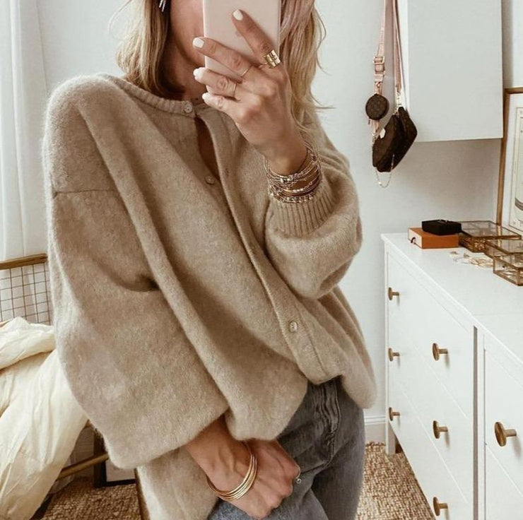 Damen Cardigan mit Knöpfen und langen Ärmeln