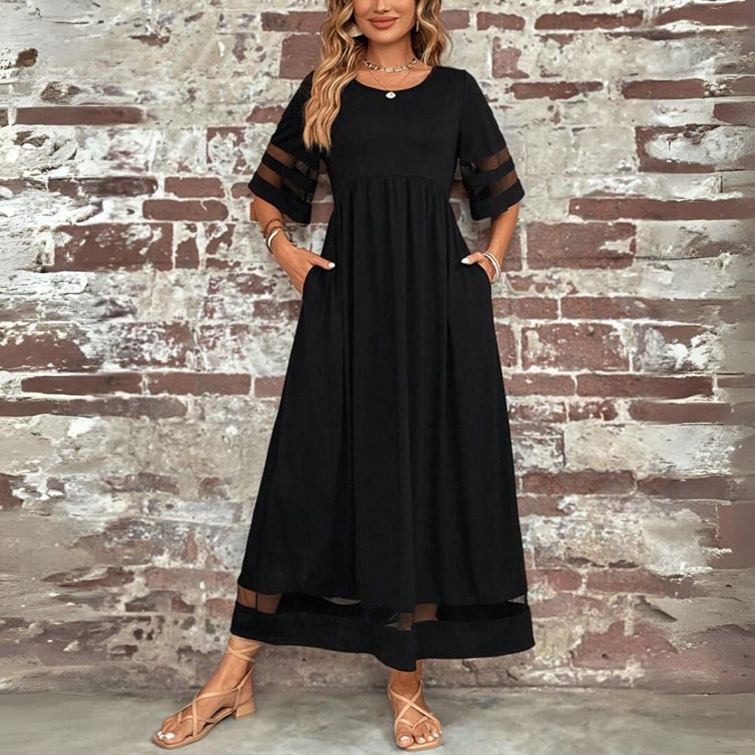 Nadia | Kleid mit Bauchbedeckung, Rundhalsausschnitt und langen Ärmeln