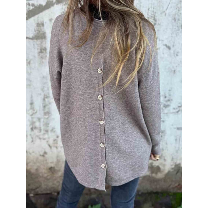 Sarah | Lässiges Strickhemd mit Knopfleiste für Damen und Rundhalsausschnitt