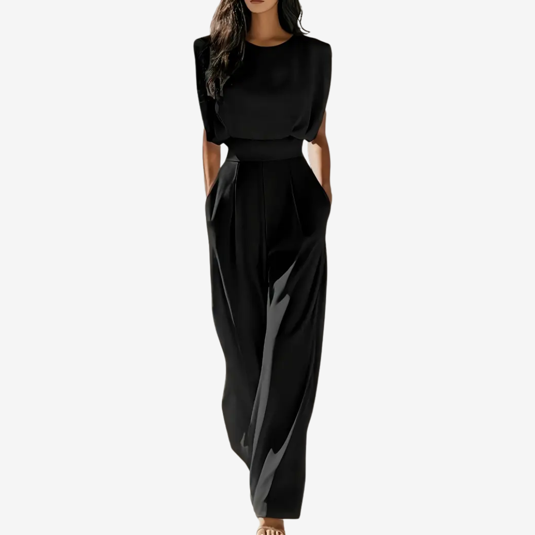 Ariia Maßgeschneiderter Cinched Jumpsuit mit langen Ärmeln