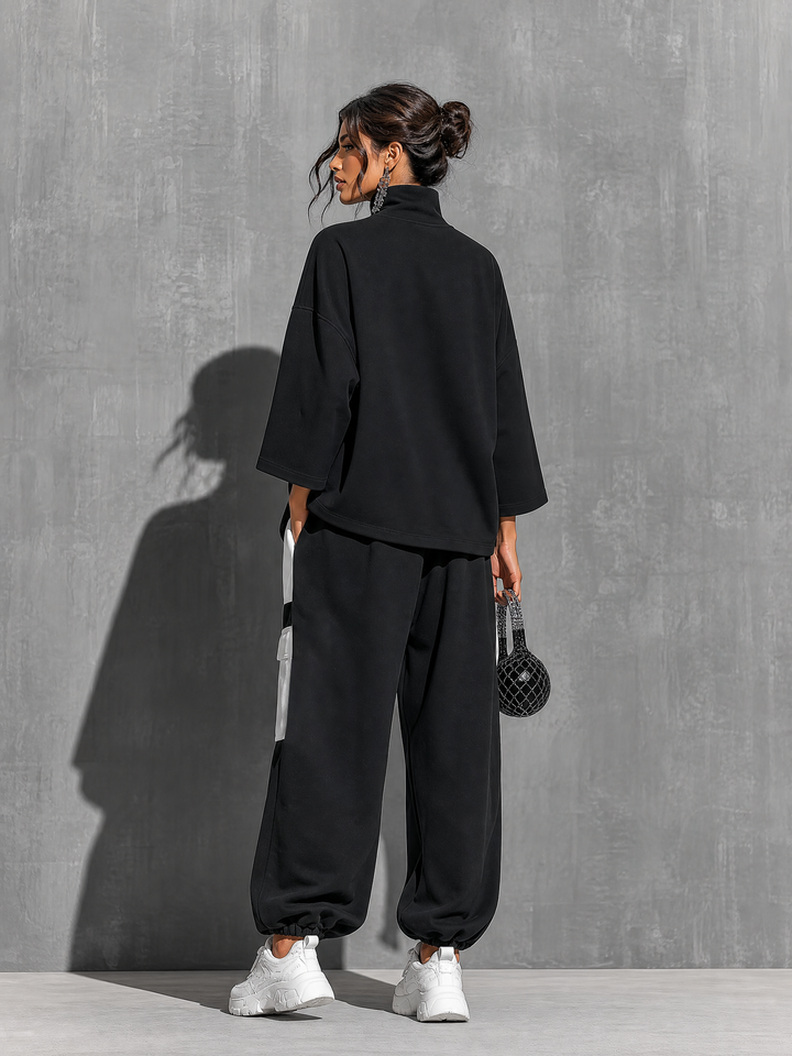 Damen Sweatshirt-Set mit Jogger-Cargohose und Taschen