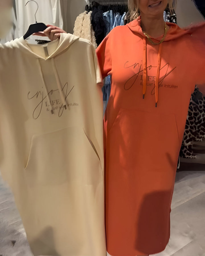 Bridget | Lässiges Hoodie-Midikleid für Damen mit Leoparden-Print und Kapuze