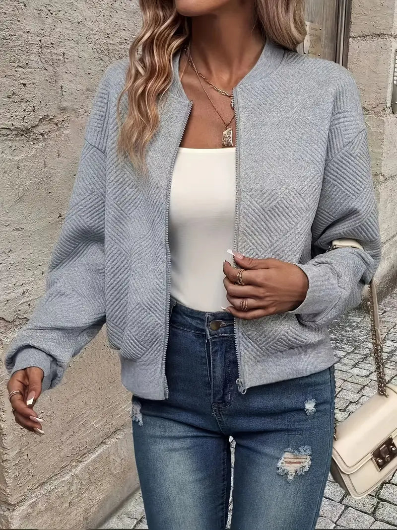 Wilma | Lässige Zip-Up Jacke für Damen mit langen Ärmeln und Stehkragen