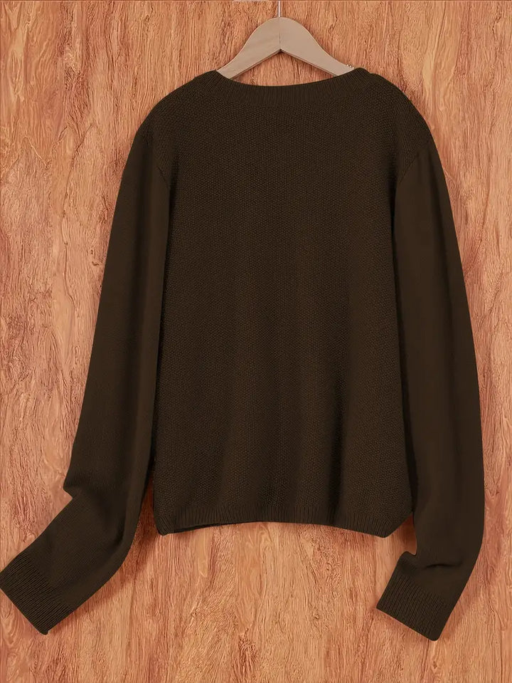 Helene | Damen Strickjacke mit Rundhalsausschnitt, Knöpfen und Tasche